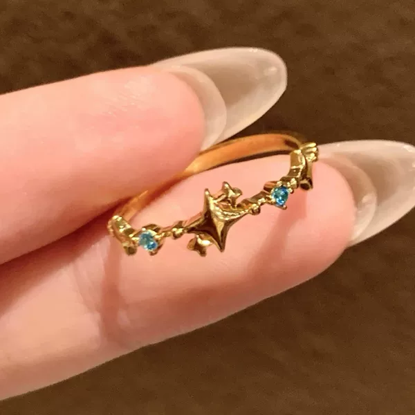 Xiaohongshu's Popular Starburst Diamond Ring for Women, Vintage High-End Style, Elegant Open-Ended Index Finger Ring, Niche Light Luxury Ring