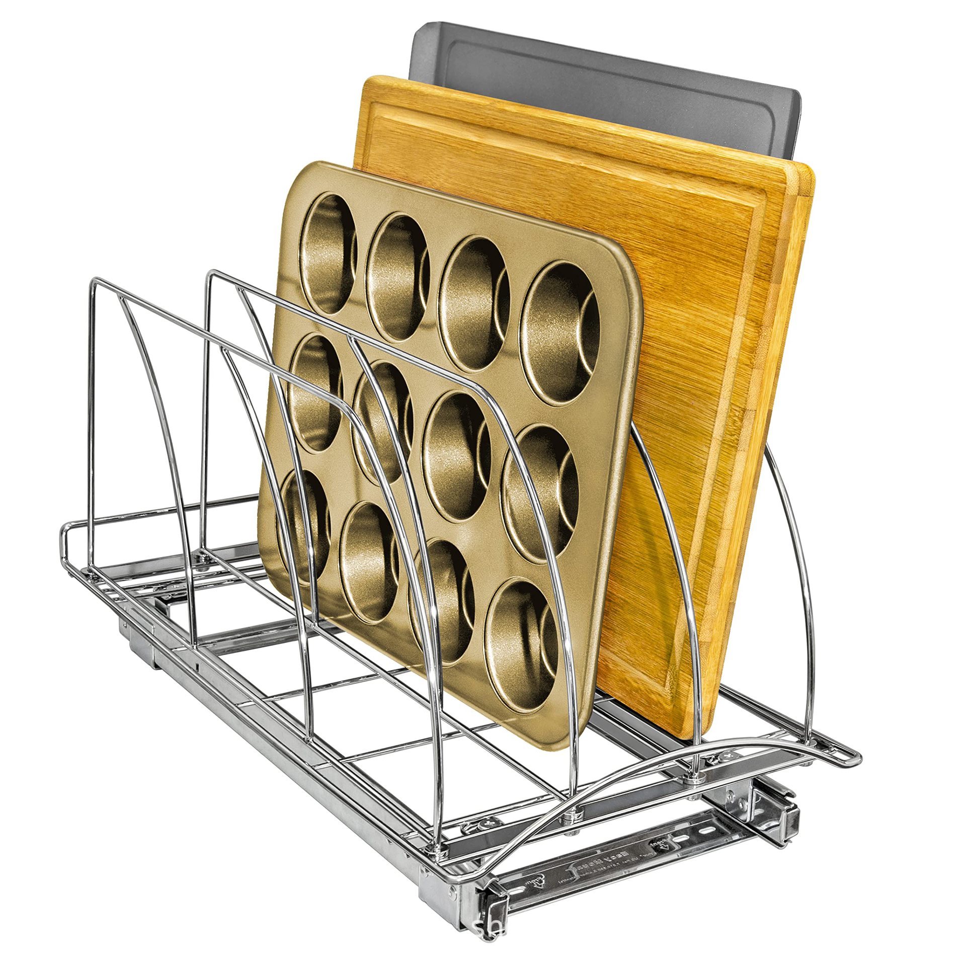 Sliding out of the chopping board baking tray and the tray organizer…