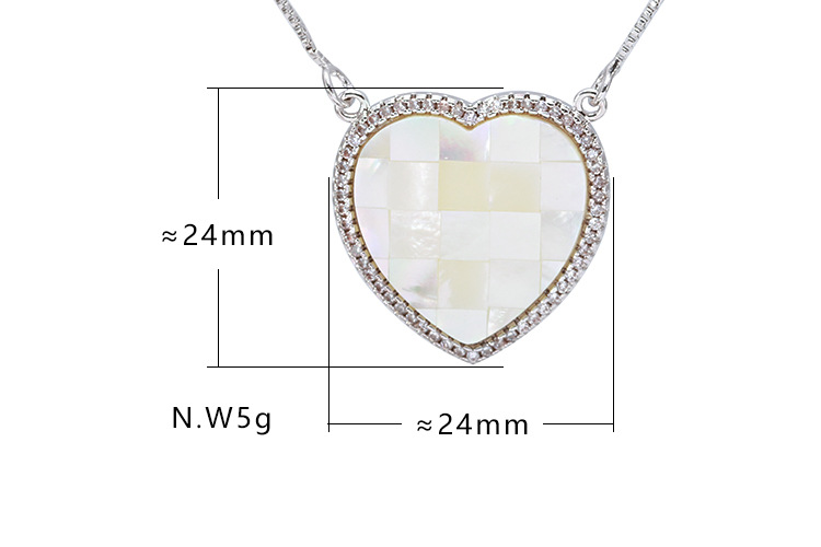 Simple Fashion Heart-shaped Zircon Shell Pendant Necklace display picture 1
