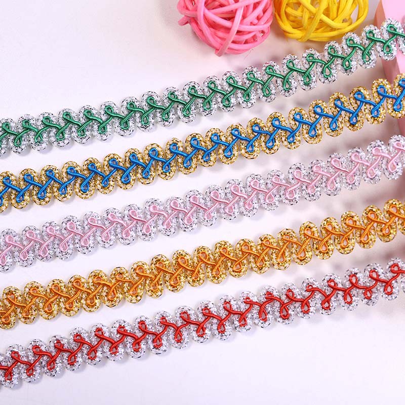 Spot 1.2cm color oro y plata accesorios de encaje accesorios de ropa 32 colores ciempiés borde de espigan encaje