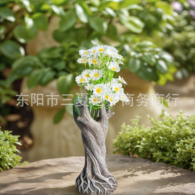 ホームリビングルーム用のクロスボーダーホットスタイルの花瓶装飾品、クリエイティブな木の幹の装飾品、デスクトップ樹脂模擬花、ガーデン屋外装飾品|undefined