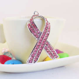 时尚创意水钻红丝带艾滋符号钥匙扣女包扣配饰钥匙链扣挂饰配饰95