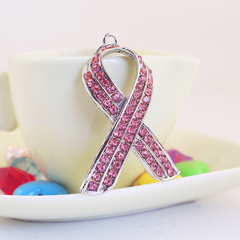 Fashion creative rhinestone red ribbon AIDS symbol keychain women's bag buckle accessories key chain buckle hanging accessories 95