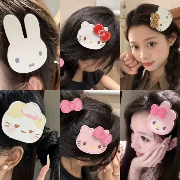 Cute Cat Seamless Bangs Stickers for Women, Summer Forehead Hair Tidying Tool, Fabric Cartoon Makeup and Face Washing Hair Stickers
