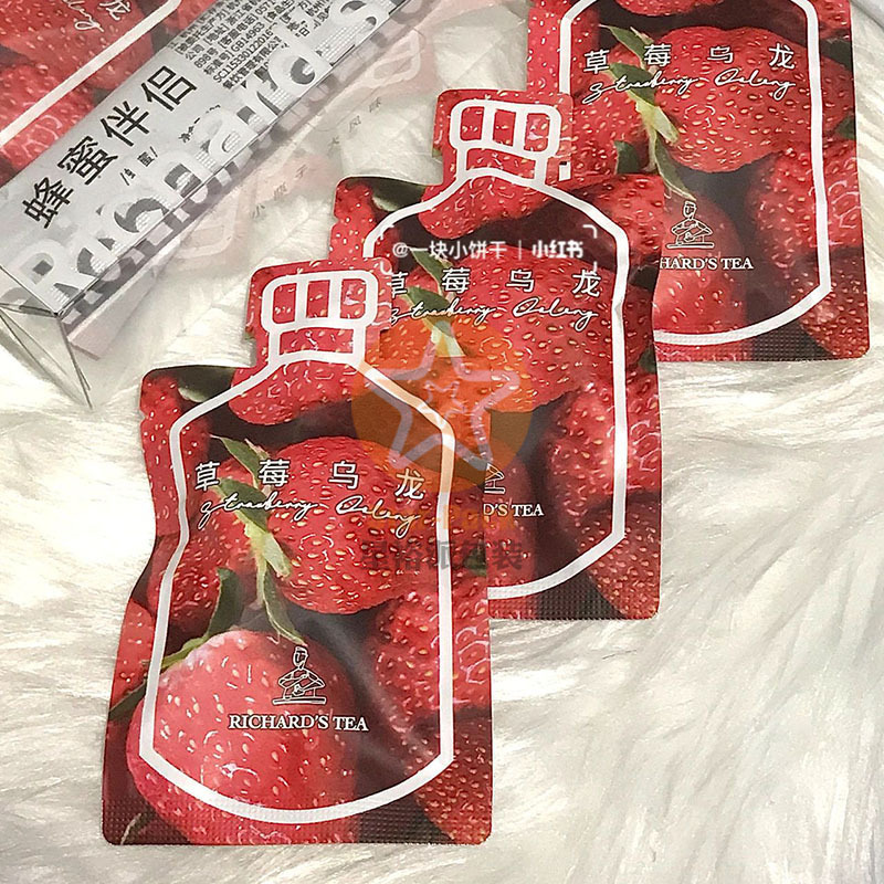 李茶德草莓乌龙茶瓶子形状小泡袋 创新设计茶叶独立三角小泡铝袋
