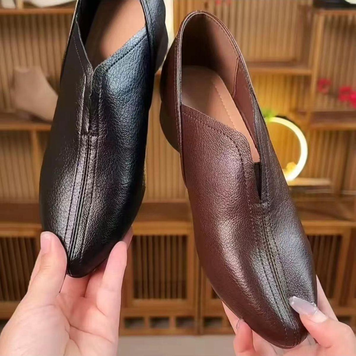 Vintage tacones profundos zapatos de una sola boca 2026 primavera y otoño nuevos zapatos de cuero cómodos de estilo francés con una sola sola pie suave