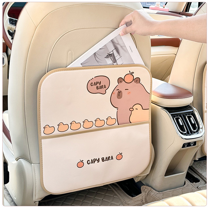 Car Seat Back Anti-Kick Pad Anti-Dirty Wear-Resistant Car Seat Protection Pad Capibara Capybara Storage Anti-Kick Pad for Women