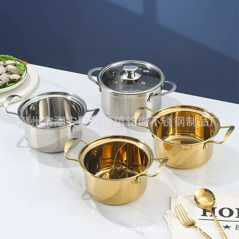 单人火锅不锈钢鸳鸯锅清汤锅隔渣锅一人一锅旋转火锅金色汤锅