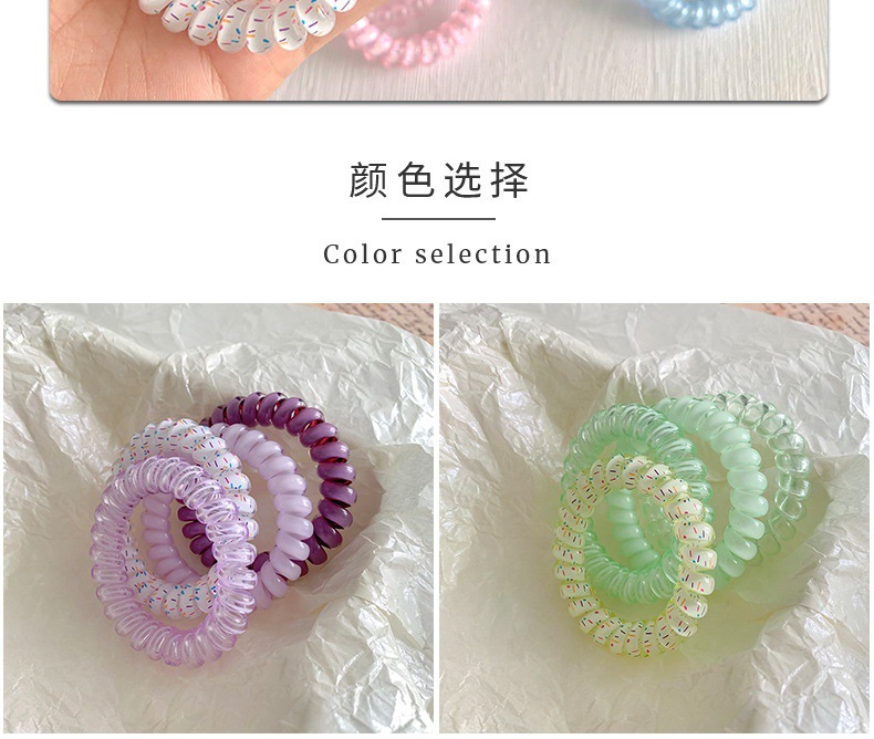 Korean-Style High-Quality Grape Coconut Hair Tie with Polka Dots, Telephone Line Style, Fresh and Versatile for Summer, Suitable for Daily Use