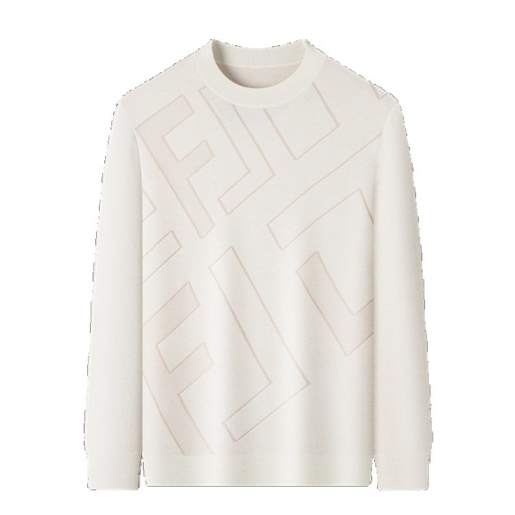 Tipo delgado de lujo ligero de marca letras de cuello redondo hookah de punto de manga larga suéter de punto de invierno ocio chaqueta suéter