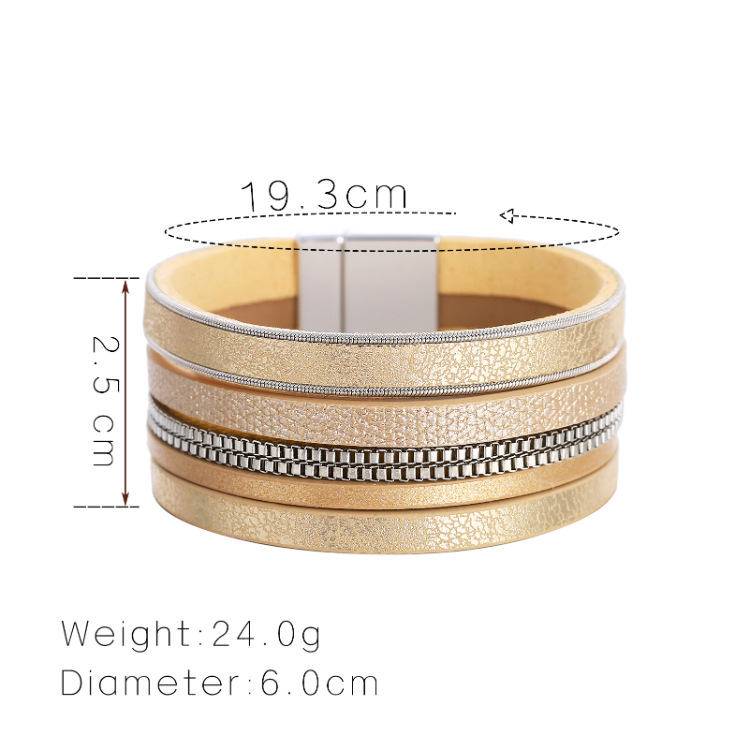 Simple Wide Side Multi-layer Leather Bracelet Wholesale display picture 25