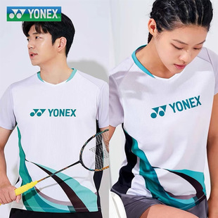 2022 New Yuni yy Badminton Suit Top Men's and Women's Quick-drying Training Sportswear Short-sleeved Children's Competition Printed