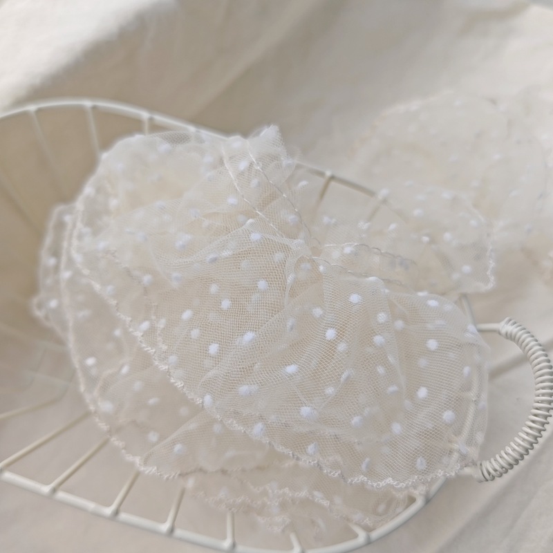 単層植毛水玉プリーツメッシュ立体レース diy ドレスヘアアクセサリーブーツバッグペットロリータ衣装|undefined