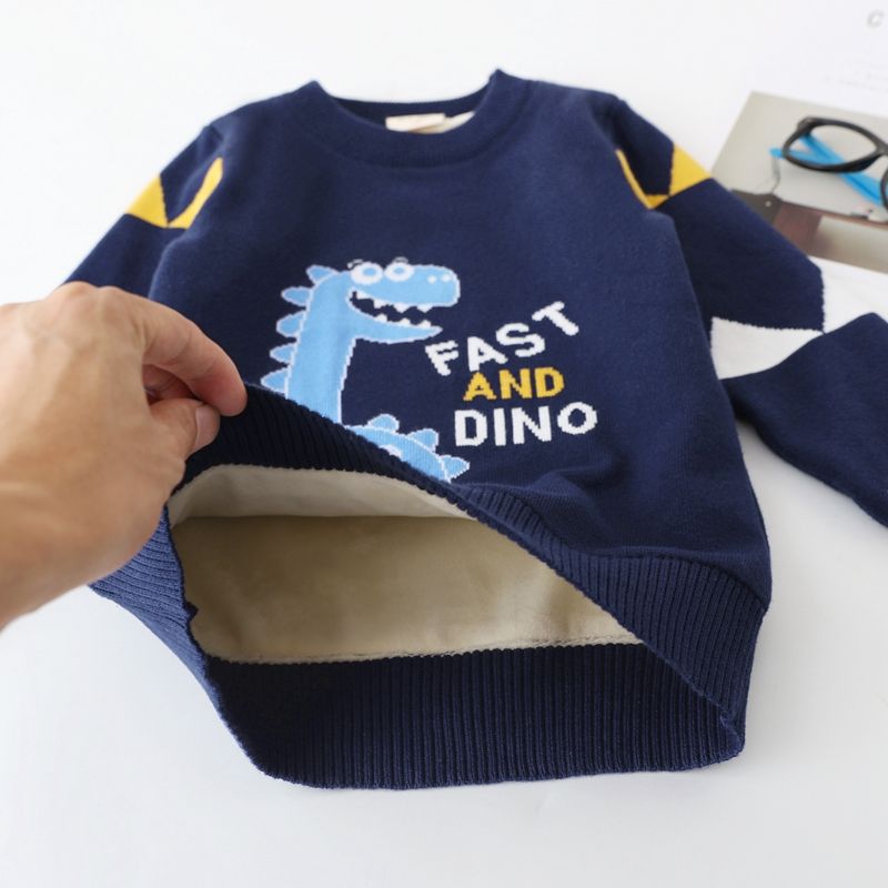 男童毛衣加绒冬装儿童打底衫女孩中小童加厚冬款保暖衣上衣童装女