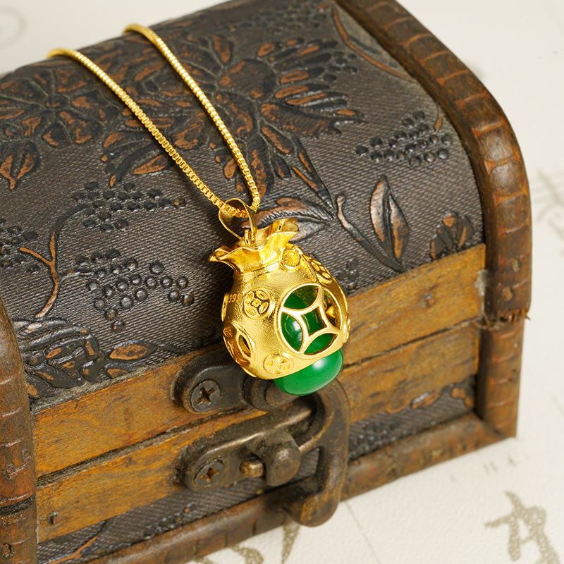 Antigua ley vietnamita arena dorada bolsa de la suerte colgante de calabaza mujeres retro estilo nacional viento largo no se desvanece fábrica de joyas al por mayor