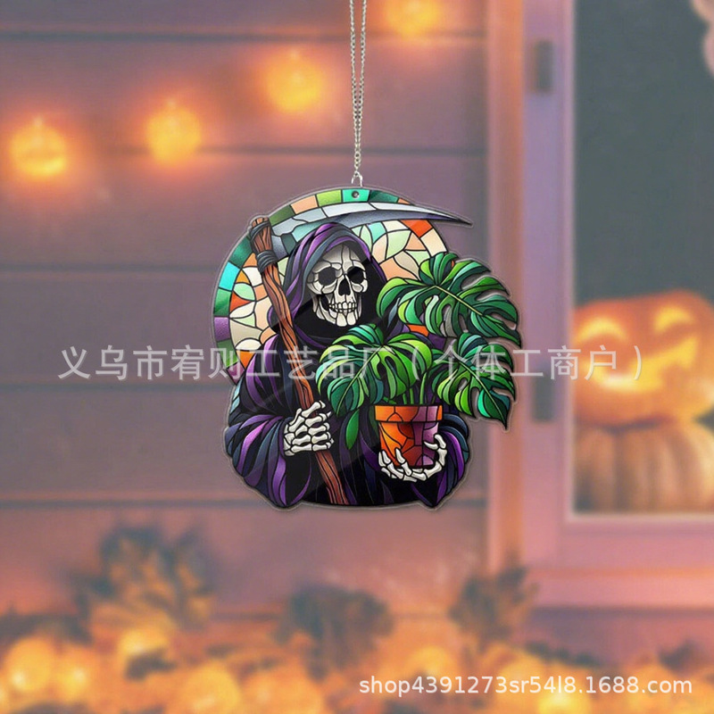 2d万圣节幽灵亚克力窗户悬挂装饰，植物爱好者的礼物  哥特风|undefined