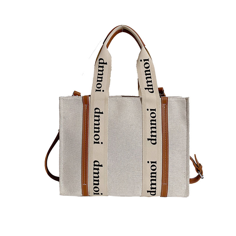 Bolsos para Mujer 2025, Bolso Tote de Lona de Gran Capacidad, Bolso de Mano Informal, Bolso Bandolera con Estampado Simple