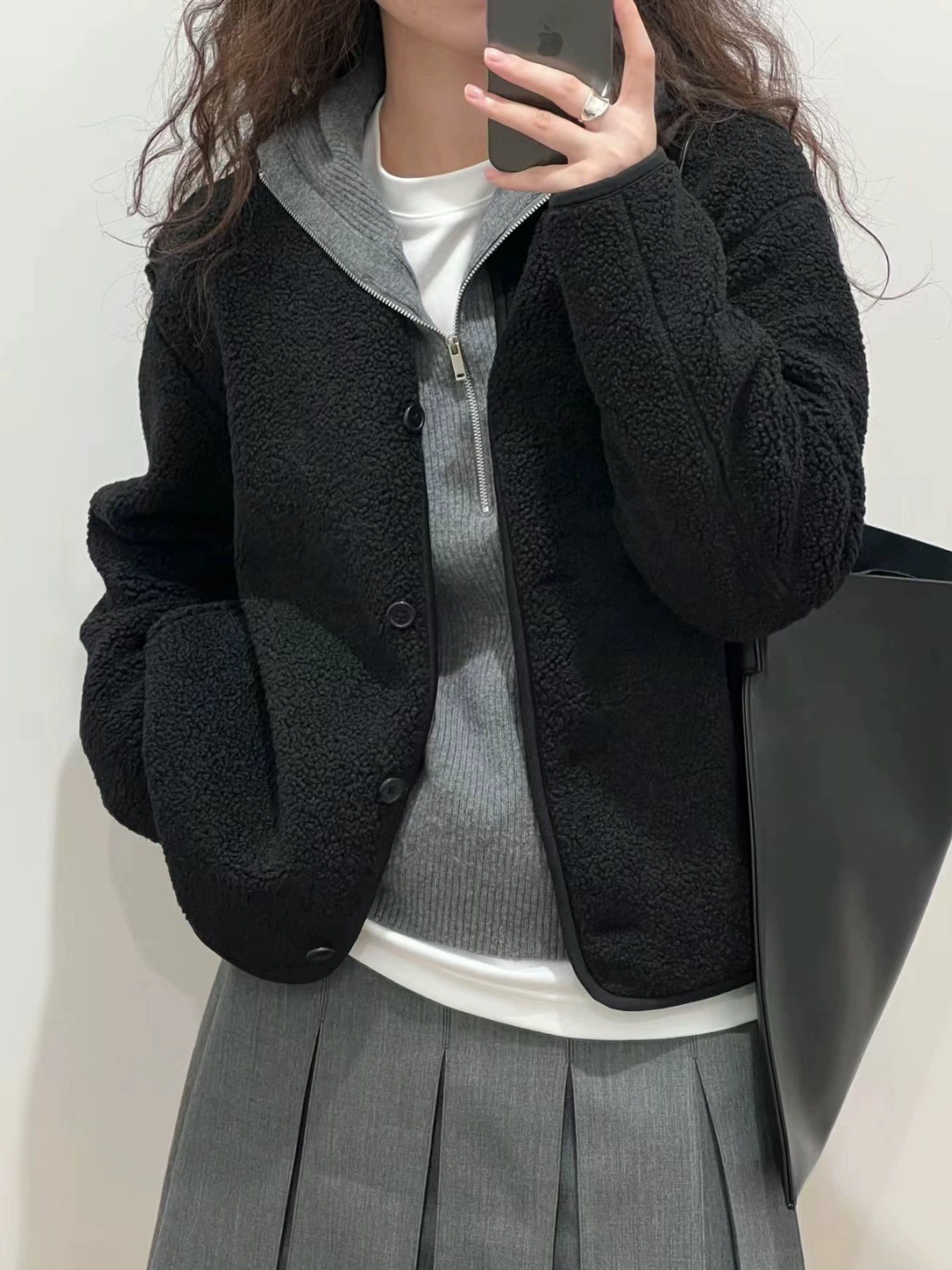 Огромное тепло! В примерочной один имитационный кашемир кашемир свободный круглый воротник теплый длинный рукав кардиган куртка для женщин 461660