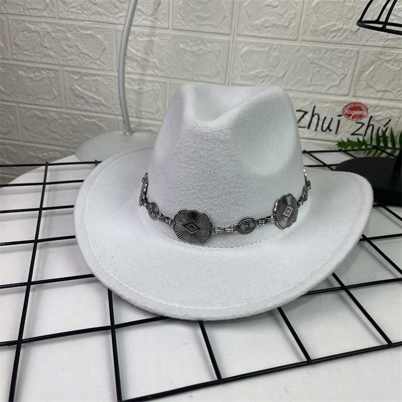 Sombrero Cowboy de Lana con Dije Ovalado de Ala Ancha para Primavera image 6