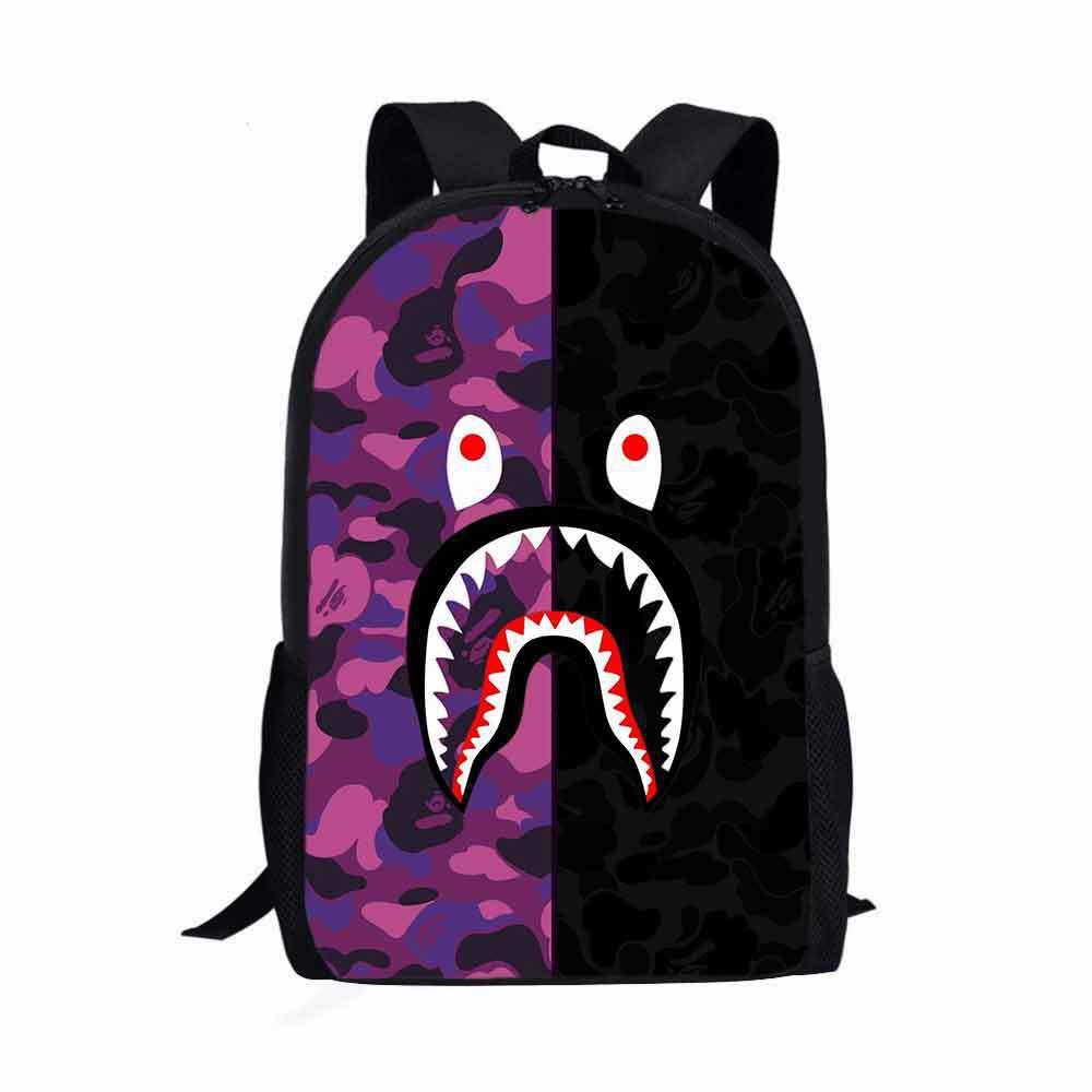 Estudiante de la escuela primaria mochila camuflaje tiburón logotipo imprimible de gran capacidad Mochila para niños mochila de dibujos animados transfronteriza entrega
