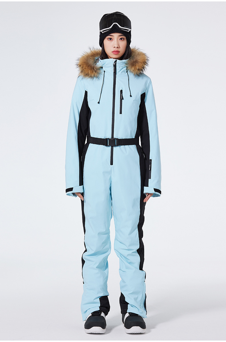 Combinaison de ski femme coupe slim – Combinaison de snowboard une pièce imperméable et coupe-vent | Vêtements de ski d'hiver à isolation thermique et poignets réglables_voghion.com