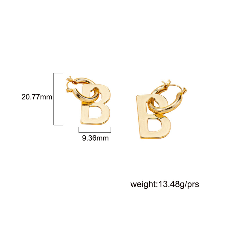 B Letter Necklace Bracelet Earrings Set display picture 4
