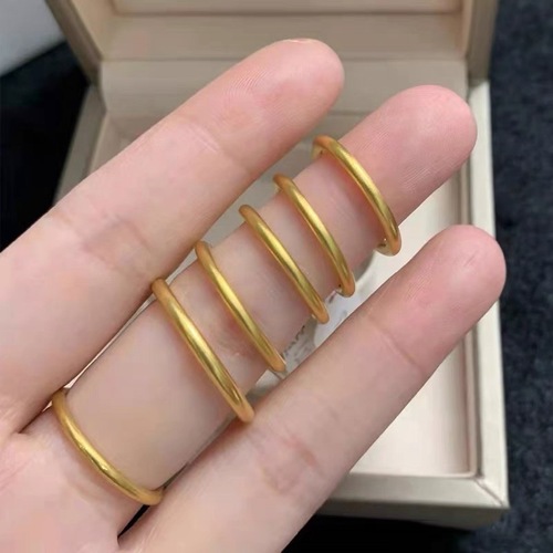 Ancient method matte solid imitation gold women's ring that doesn't tarnish, indie design sense trendy retro finger ring