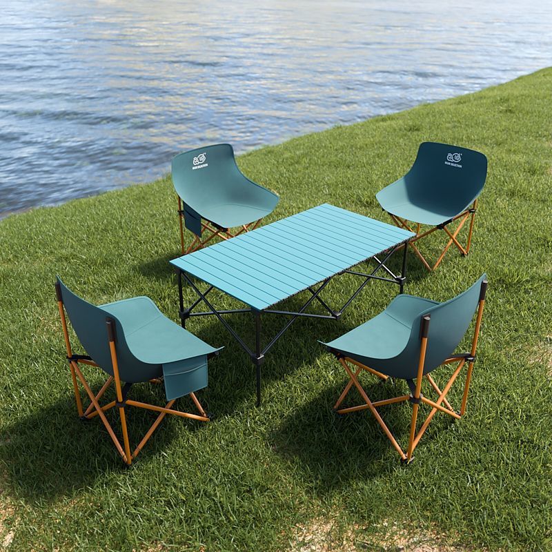 Outdoor Folding Table and Chair Picnic Moon Portable Egg Roll Foldable Camping Fishing Stall Set
