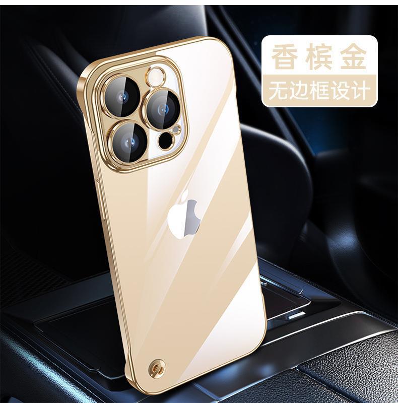 Aplicable iPhone16 PC galvanoplastia sin marco para teléfono móvil 15 transparente Apple 14 viene con película de lente carcasa dura todo incluido