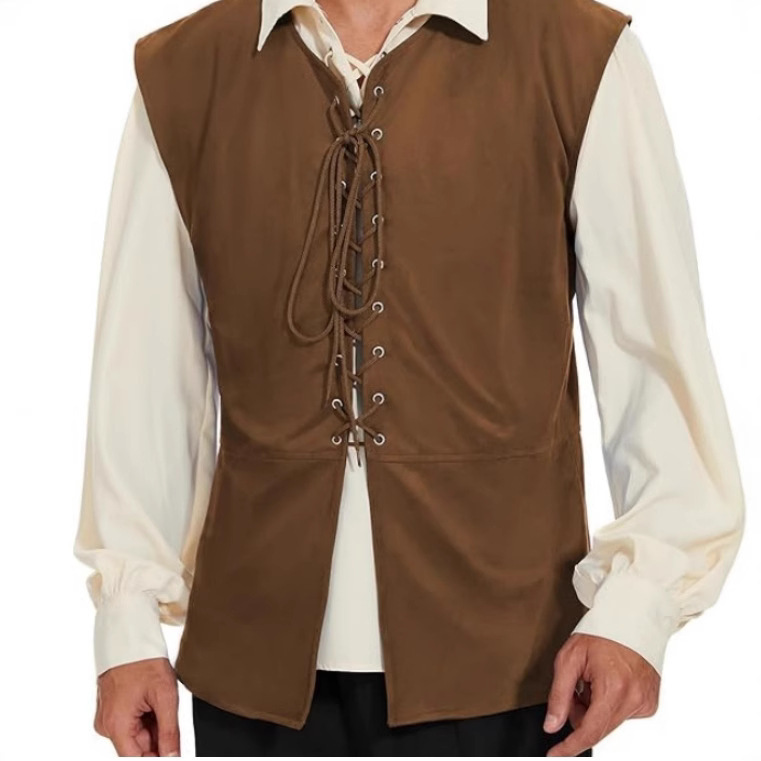 2025 Amazon Medieval Renaissance Pirate Gothic Steampunk Vest Lace-Up Vest
