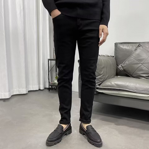 Men's White Pants with a Refined Style, Simple Summer Trendy Business Cotton Mini Straight Leg Jeans, Tailored 9/10 Length