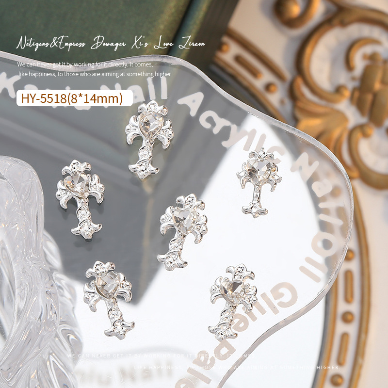 Nueva celebridad en línea flash tridimensional Cruz joyería de uñas de ganchillo taladro de uñas Super Flash aleación decoraciones de uñas