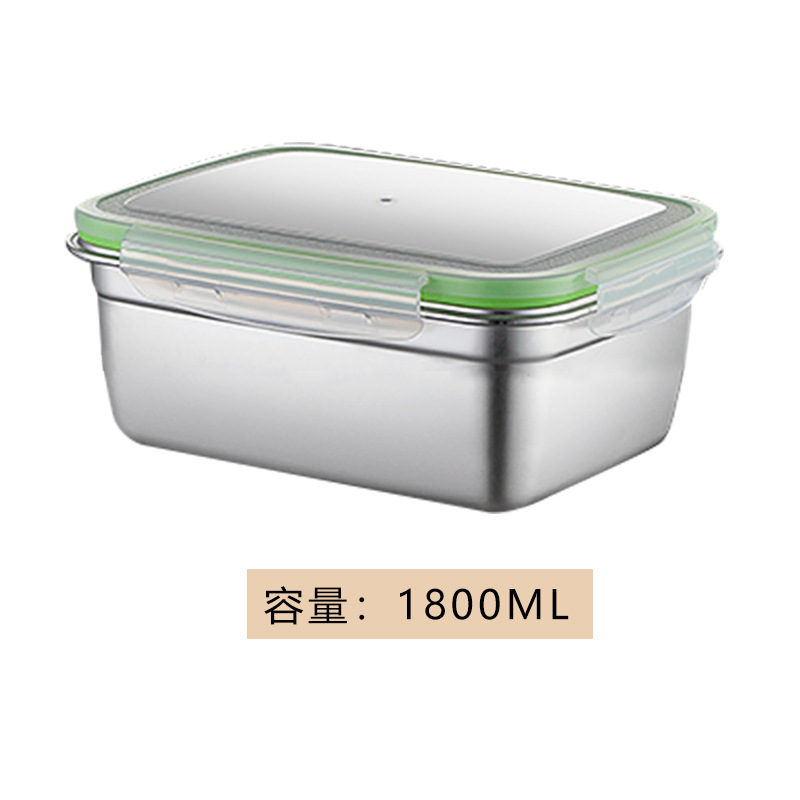 304 de acero inoxidable crisper alimentos grado espesado refrigerador sellado caja de almacenamiento Bento caja de almuerzo caja de almacenamiento multiusos