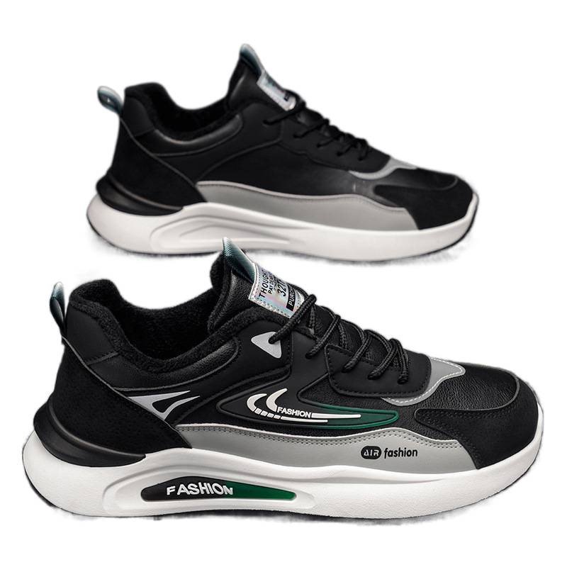 Winter Cotton Shoes For Men, Fleece-Lined And Thickened Sports Shoes, Trendy And Versatile, Thick-Soled, Non-Slip Casual_vogvips.com