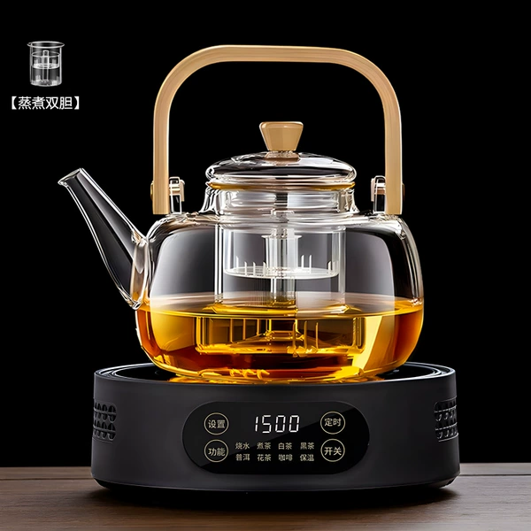 Upgraded black stove with digital display - Bamboo Rhyme Pot (double steaming pot)