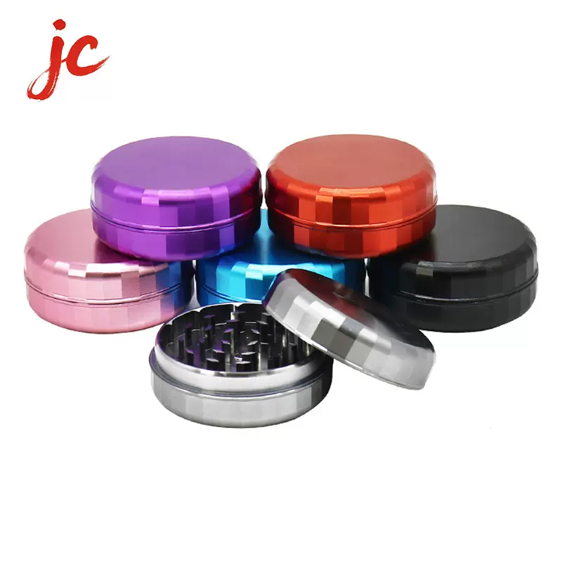 63mm-2层铝合金磨烟器金属研磨器展示盒装手动碎烟器厂家烟具批发