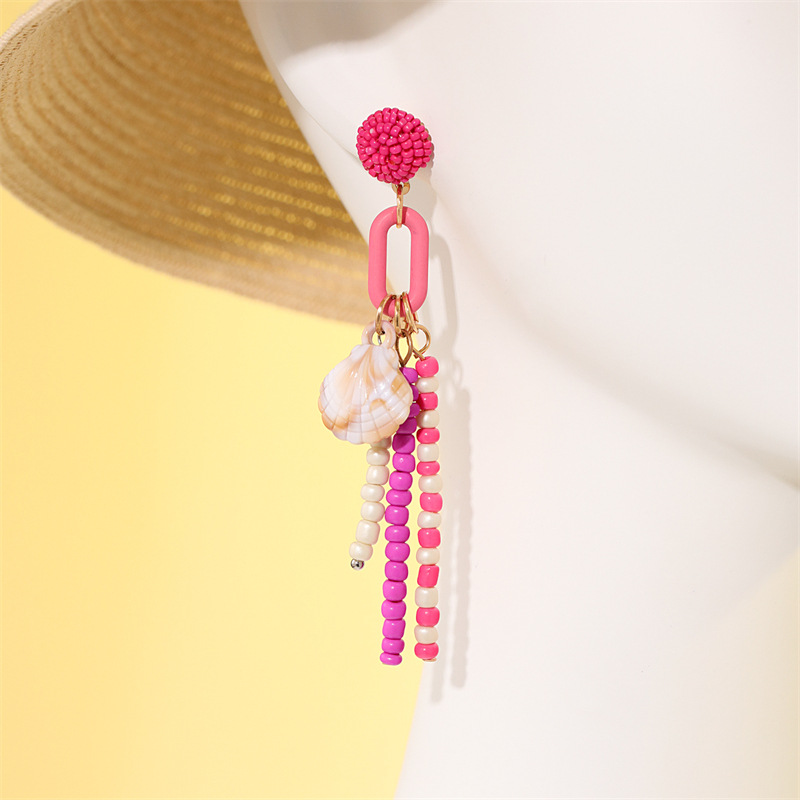 New Fashion Shell Decor Long Bead Tassel Earrings display picture 2