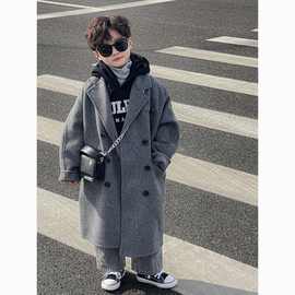 儿童双面呢羊绒大衣2025新款冬季中大男女童羊毛呢子外套春秋冬装