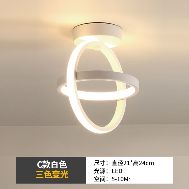 跨境北欧简约灯过道吸顶灯卧室替换楼梯阳台玄关灯具灯led圆圈主|undefined