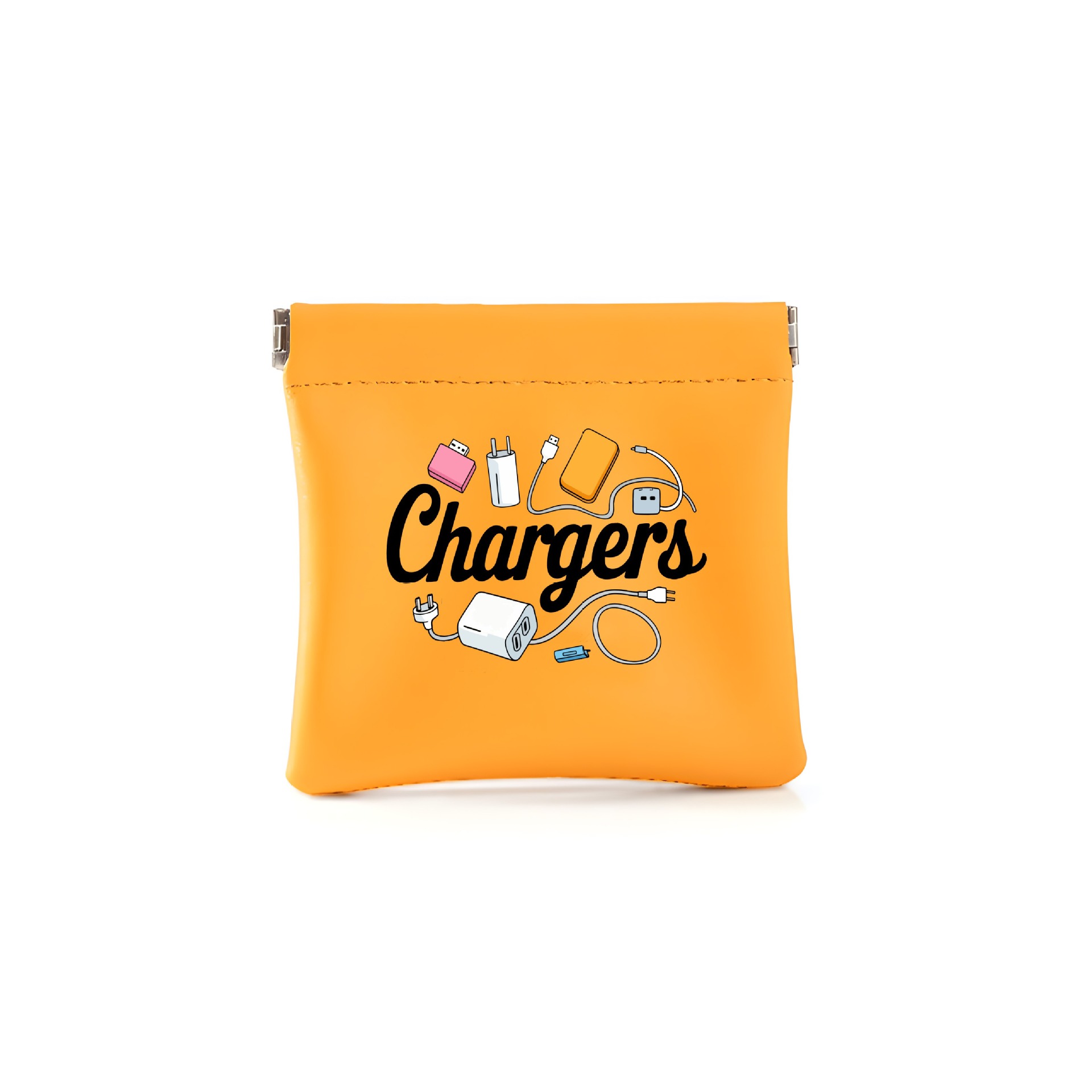 Charger and Cable Storage Bag with Print - Available in Multiple Colors (Pink, Green, Yellow, Blue)