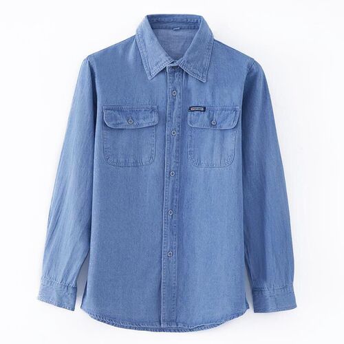 Denim long sleeve shirt autumn middle-aged men cotton quality loose casual large size shirt for men office workwear