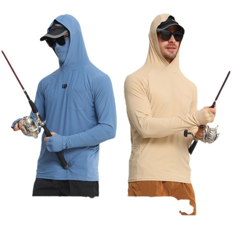 Ropa de pesca de ropa de protección solar para hombres de manga larga 2025 nuevo estilo de secado rápido anti-ultravioleta resistente al desgaste ropa de protección solar de pesca de seda de hielo para hombres