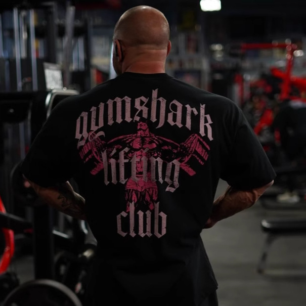 Gymshark Muscle Shark Summer American Fashion Brand Loose Sports Fitness Top Pure Cotton Short-Sleeved Men's T-Shirt