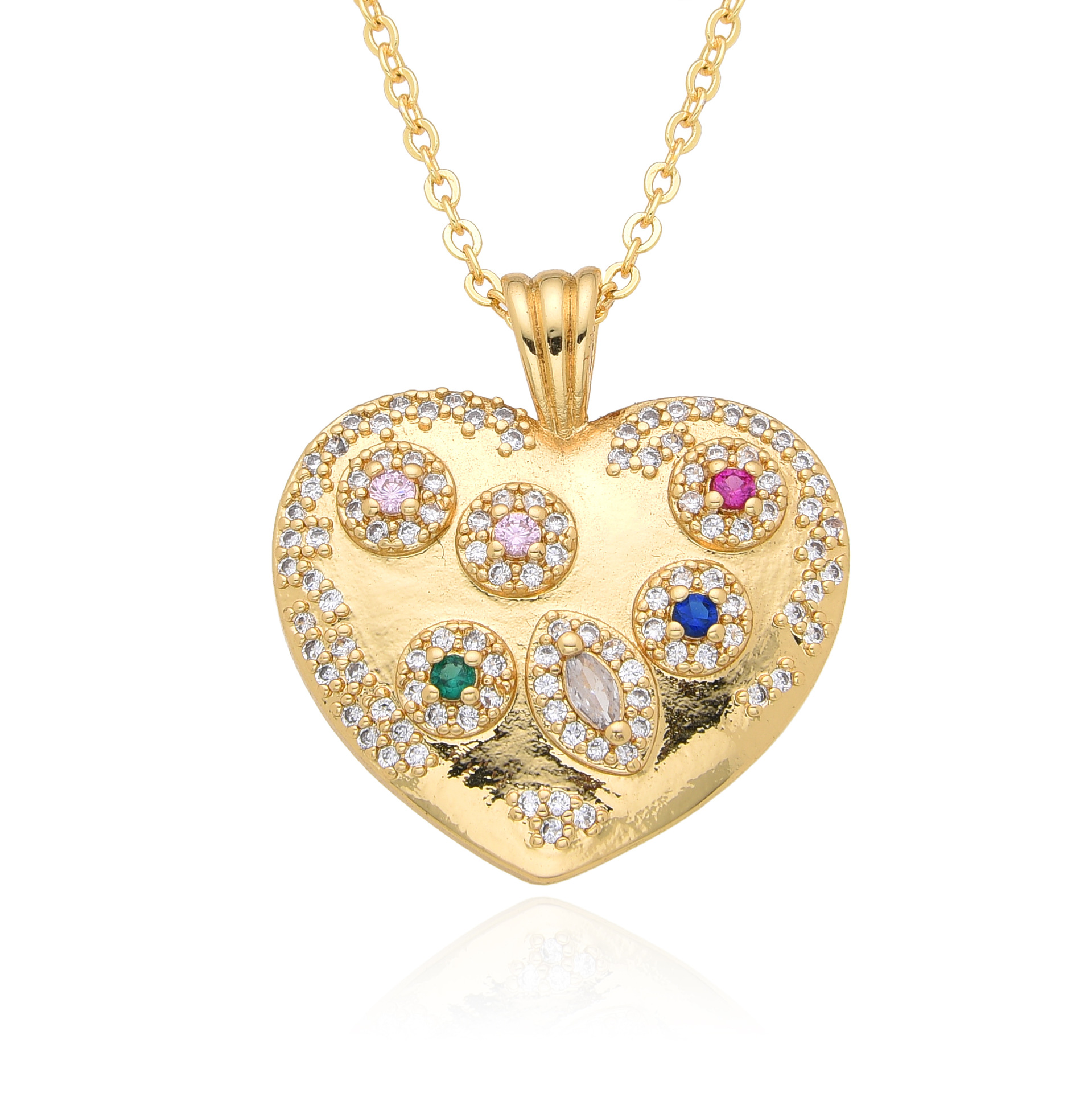 8g Weight Copper Pendant Material Zircon Inlay Material Pendant Necklace Classification Copper Chain Material 1 Piece Quantity Holiday, Daily Occasion Copper Material Heart Shape Pattern Women's Gender Inlay Design Retro, Simple Style, Shiny Style Copper Inlay Heart Shape Zircon Pendant Necklace 8