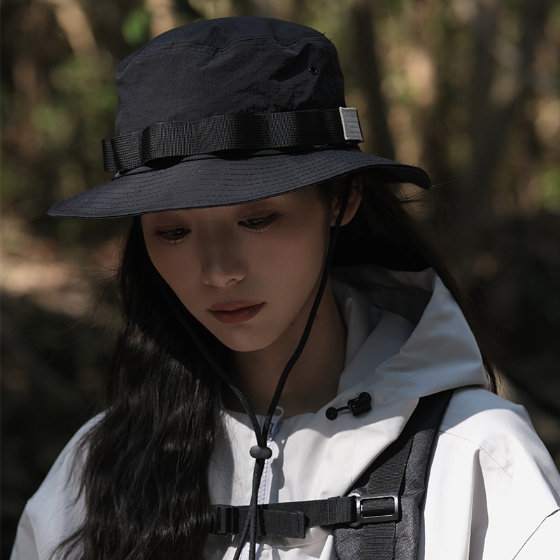 2025 New Japanese-Style Outdoor Thin Quick-Drying Spring and Summer Drawstring Hiking Hat Unisex Fisherman Hat Sunshade Sun Protection Bucket Hat