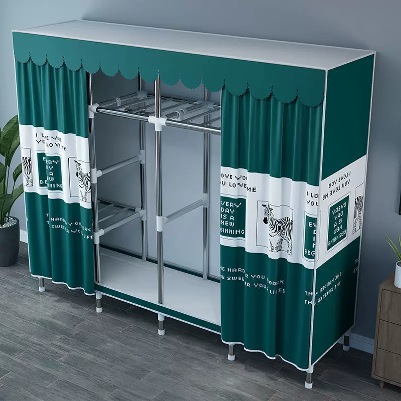 简易衣柜钢管布衣柜加粗加固卧室组装家用衣橱出租房挂衣收纳架子