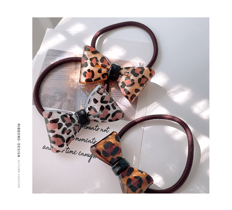 Frau Retro Einfacher Stil Herzform Leopard Aryl Haargummi display picture 4