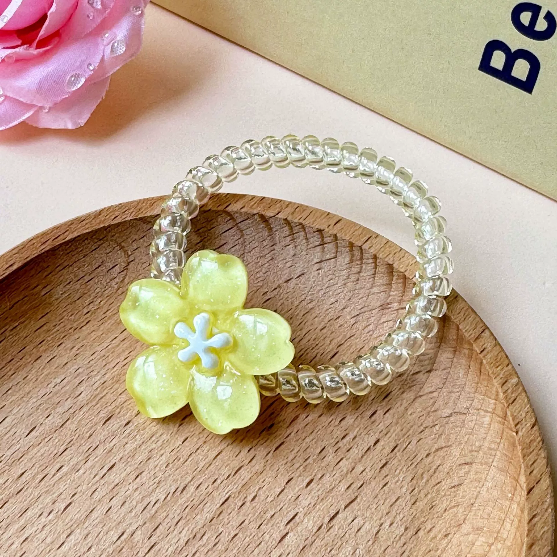 Заколка для волос Jelly Cherry Blossom, смоляная боковая клипса, 6 см, пастельные цвета