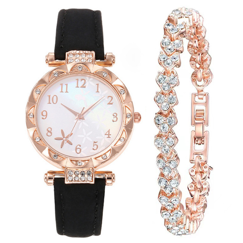 블랙 & 화이트 로즈 골드 팔찌 세트