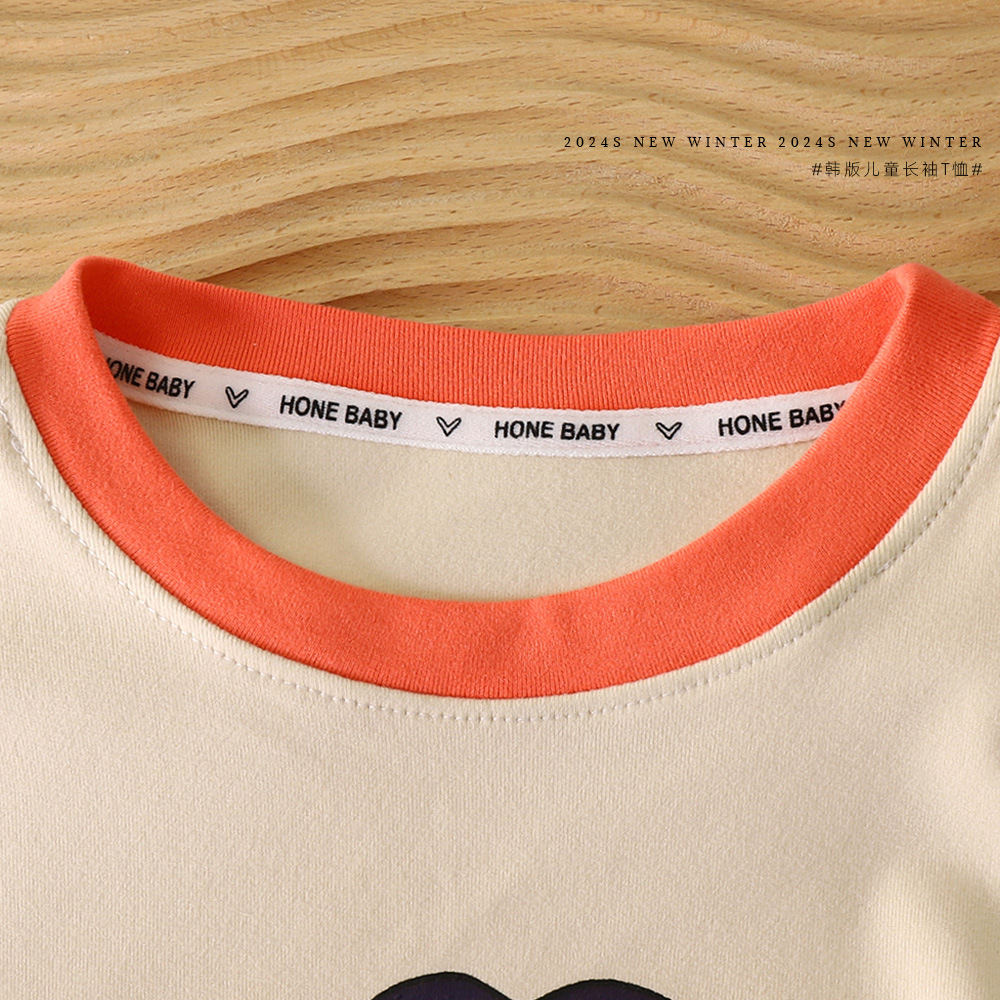 어린이 가을 긴팔 티셔츠 남자  의 서양식 루즈 티셔츠 탑 걸스 캐주얼 라운드 넥 가을베이스 셔츠